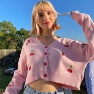 BASIC CHERRY CARDI KOREAN CARDIGAN SWEATHER KOREAN SWEATER WOMEN PREMIUM KNIT MATERIAL