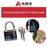 AWE Chrome Steel Padlock 50mm Security Safely Lock Locker Mangga Kunci Keselamatan Home Office Thief