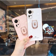 Ready Stock New Phone Case OPPO Reno11 5G / OPPO Reno11 Pro 5G Casing Electroplating Straight Edge Protective Case OPPO Reno11Pro 5G with Bear Stand Soft Case