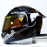 helm full face KYT K2 raider black glossy paket ganteng red bull