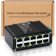Industrial 10-Port Gigabit PoE Switch, 12–48V DC Input with Built-in Voltage Booster, 8-Port 802.3at