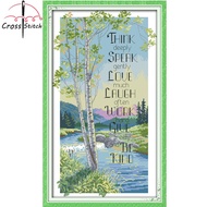Philosophical Tree Cross Stitch Complete Kit 14CT 11CT Floral Print Cross Stitch Kit for Clothes Decoration