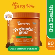 Zesty Paws Probiotic Bites for Dogs Gut Health [Chicken Flavor] (90 Soft Chews) (EXP:04 2025) Digestive Probiotics Supplement for Gut Flora &amp; Immune Support, Functional Dog Supplement, Appetite Booster for Dog Digestive Health