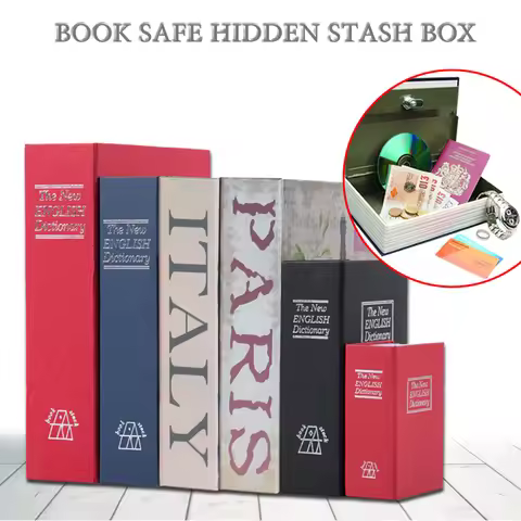 Size-S Creative Money Box Simulation Book Key Lock Money Jewelry Safe Security Hidden Safe Box Decor