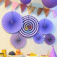 Colorful Paper Fan Flower Decoration Set Hanging Paper Fan/
