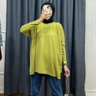 ZHAZHA-Batwing Button Top | Batwing Blouse | Atasan Batwing | Top Knit Batwing