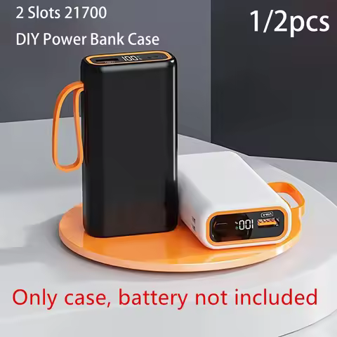 1/2pcs DIY Power Bank Case Dual USB Type C Power Bank Shell 5V 2 Slots 21700 DIY Battery Charge Stor