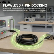 JUSTO DIN Extension Cord, 3 Meters / 9.8ft Plug and Play 7 Pin DIN Cable Male to Male, Stable Transm