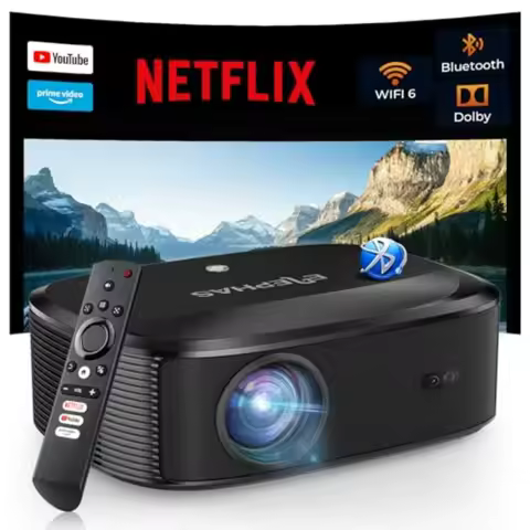Outdoor 4K Smart Projector with WiFi and Bluetooth for Netflix/Prime Video/YouTube Supports 100 000+