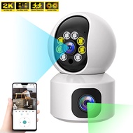 กล้อง CCTV IP Wifi 2K 4MP เลนส์คู่ใหม่360 ° PTZ จอวิดีโอป้องกันระบบรักษาความปลอดภัยอัจฉริยะสำหรับบ้านกล้องวงจรปิดเพื่อรักษาการความปลอดภัยพี่เลี้ยงเด็กสัตว์เลี้ยง