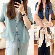 [Premium Quality] 4 Colors Women's Short Sleeve Blazer 2023 New Fashion Plain Blazers Jacket