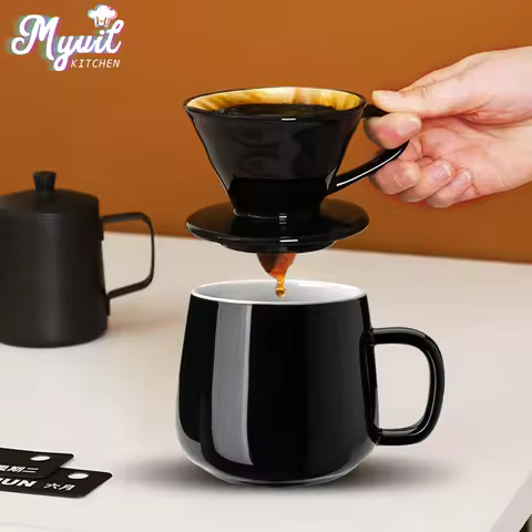 Ceramic Coffee Dripper Spiral Style Reusable Pour over Coffee Maker with Detachable Stand for 1-2 Cu