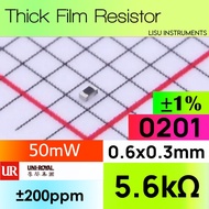 5.6k 0201 ±1% 50mW 25V 200ppm Thick Film Resistor 0201WMF5601TEE UNI-ROYAL Original