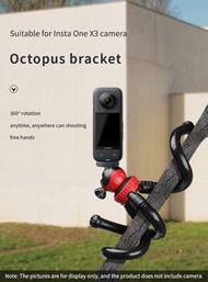 Mini Octopus Tripod Flexible Aluminum Tripode for Insta360 X 4/X3/ACE Pro/ONE X2/RS/R/GOPRO/DJI OSMO ACTION 4 3 Smartphone DSLR SLR Gopro Camera Selfie Stand with Phone Holder Remote Control