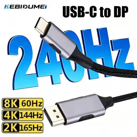 KEBIDUMEI USB-C To DisplayPort Cable 8K@60Hz DP Type C 3.1 To 4K 144Hz Display Port 1.4 Cable Thunde