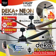 🔥HOT🔥DEKA RECAVO NEON 66" 6 Blades DC Ceiling Fan with Light 6 Speed Remote Control + Reverse Walnut Kipas Siling 风扇