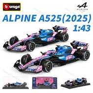 Bburago 1:43 BWT Alpine A525 2025 Monaco GP F1 Formula Car Die Cast Vehicles Collectible Model Racin