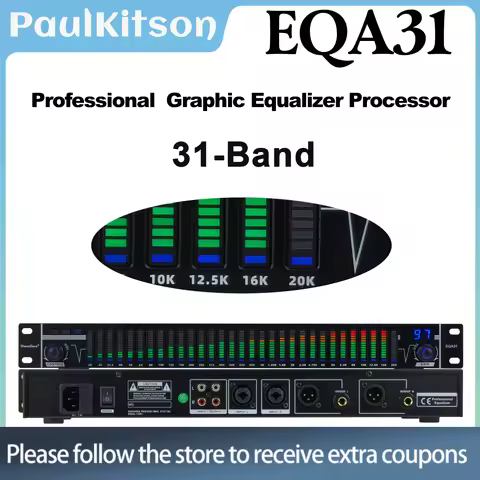 Paulkitson EQA31 Digital Equalizer Audio Professional 31-band Stereo Graphic Equalizer Speaker Manag