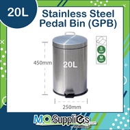 MCQWIN ROUND STAINLESS STEEL STEP BIN 12L/20L GREY 12 LITRE / 20 LITRE GARBAGE TRASH BIN