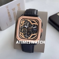 Fossil Original Inscription Automatic Black Leather Watch BQ2572