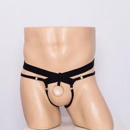 （A NEW） Mens G String Thongs Underwear Low RiseBack Crotchless Jockstrap กางเกงบิกินี่ยืดพร้อมแหวน