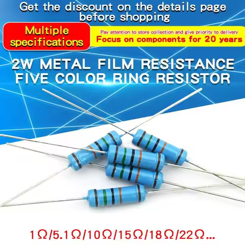 20PCS 2W 1% Metal Film Resistor 2W 1Ω - 4.7MΩ 1 4.7 10 47 100 200 220 300 330 470 680 910 1K 2.2K 4.