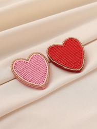 1pc Handmade Elegant Heart-Shaped Non-Woven Fabric Brooch, Suitable For Women's Daily, Party & Casua