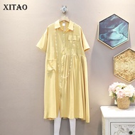 XITAO Dress Women Casul Shirt Dress