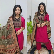 SF Diamond - Mixed Ajrakh Neck Pattern,  Cotton Readymade Suit S to 10XL