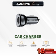 AZDOME AC01 Type-C Car Charger | 65W Fast Charging | USB + Type-C Dual Port | 12V-24V Car Truck