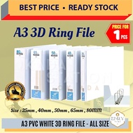 A3 3D WHITE PVC RING FILE-ALL SIZE/ 3D RING/A3 File / Ring File /FILE PUTIH/A3