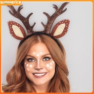 【Ready stock】 Lifelike Reindeer Design Plush Reindeer Ears Women's Deer Antlers Headband for Christm