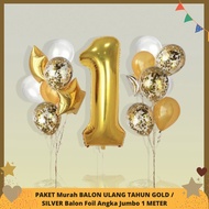 GOLD / SILVER BIRTHDAY BALLOON PACKAGE Jumbo Number Foil Balloon 1 METER