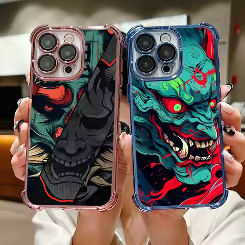 Japan Samurai Oni Mask Case For Xiaomi 17T Pro 15T 14T 15 Poco F5 F7 F8 Ultra M7 M8 X6 X7 X8 Pro Max