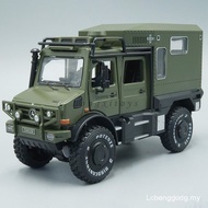 1:28 Diecast Car Model Toy Mercedes Unimog U5000 RV Motorhome Pull Back With Sound & Light G9WJ XNJI