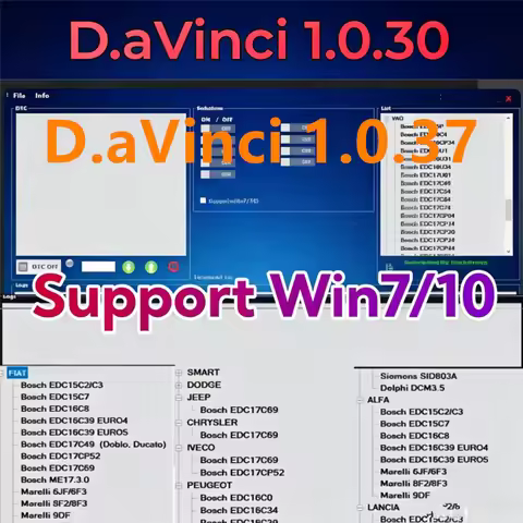 2026 Hot Selling Davinci 1.0.37 Full Function Software Support Win7/10/11, Fit K.ESS/K.TAG 3 With Li
