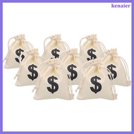 💍 8pcs Canvas Gift Bags for Jewelry with Dollar Symbol Sundries Drawstring Pouches