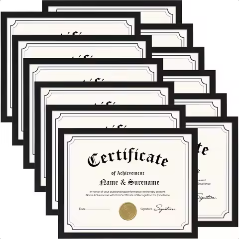 8.5 x 11 Picture Frame Black 12 Pack 8.5x11 Diploma Frames Matte Wood Grain Certificate Frame for Gr
