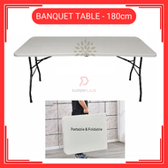 6 Kaki 6 Feet Foldable Banquet Table Event Catering Hall Buffet Folding Table Pasar Malam Meja Lipat