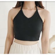 Ami Collection Tank top Summer Backless / Tanktop Polos Hitam - Putih / Top Backless