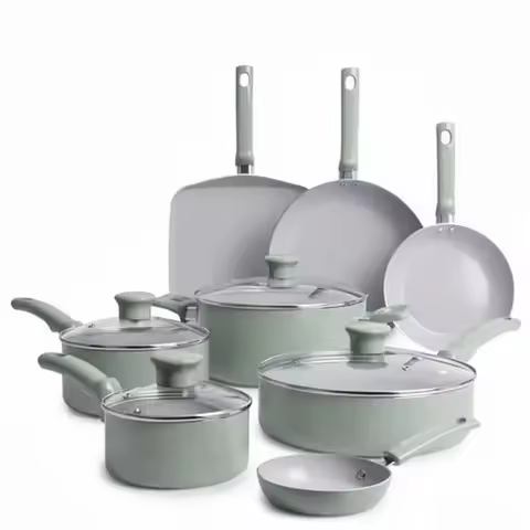 20-Piece Ceramic Non-Stick Cookware Set Oven Broiler Safe 350F Includes Egg Pan Fry Pans Dutch Oven 