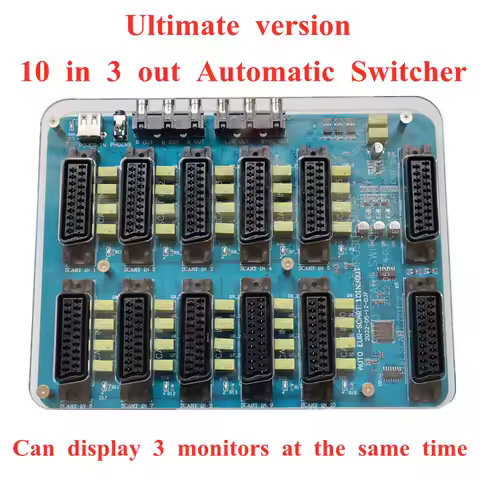 New 10 IN 3 Output EUR SCART Distributor 2 Scart 1 RGBS Auto RGBS Video Converter Switcher Board For