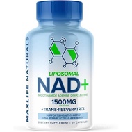 Liposomal NAD+ Trans-Resveratrol Supplement 1500mg - 120 Capsules - Liposomal NAD Supplements for Wo