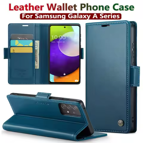 Luxury Leather Wallet Case for Samsung Galaxy A54 55 53 52 71 72 73 51 34 32 15 Series Mobile Phone 