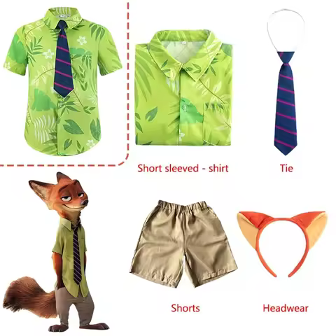 Nick Wilde Cosplay Costumes Zootopia Cosplay Summer Shirt Tie Nick Suits Halloween Carnival Cos Adul