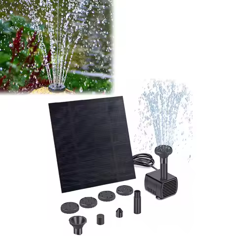 Solar Panel Powered Water Feature Pump with Nozzles Solar Fountain Pond Pump Kit Solar Pond Pump for