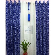 Quarter7 Curtains - Geena fabric - Pinky vines Design - Blue - SOLD PER PIECE/3N1 SET