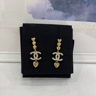Chanel香奈兒耳環 23p金色四顆愛心串珠愛心耳環 耳釘