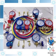 Manifold Gauge gas meter aircond with 3pcs Charging Hose Set R410a R32 R22 R134A R600 Air Cond Refri