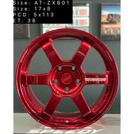 VOLKSRACING TE37 17x8jj ET38 5x113 Red Candy Milling Words